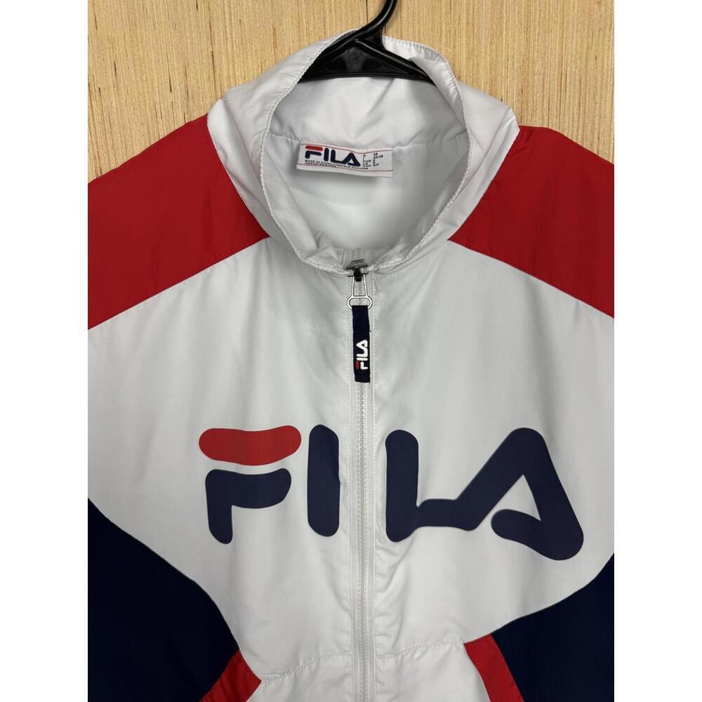 FILA VTG Jacket Mens Sm White Navy Red Full Zip Colorblock Logo Track Athletic - Picture 3 of 9